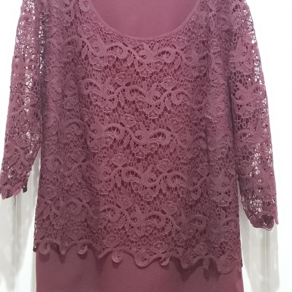 Burgundy Lace Blouse 2x